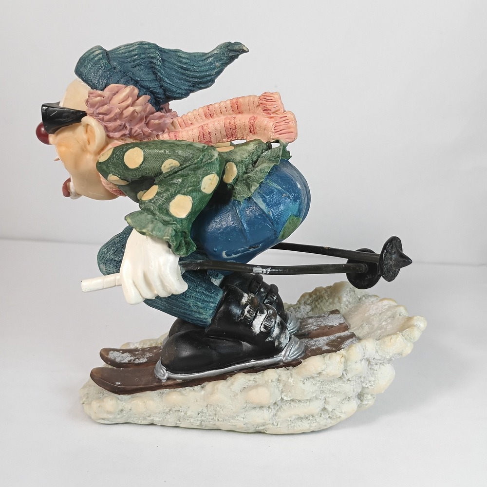 Slapstix Downhill Thrill Figurine Clown 4.5" Multicolor Skiing Sport Cast Art